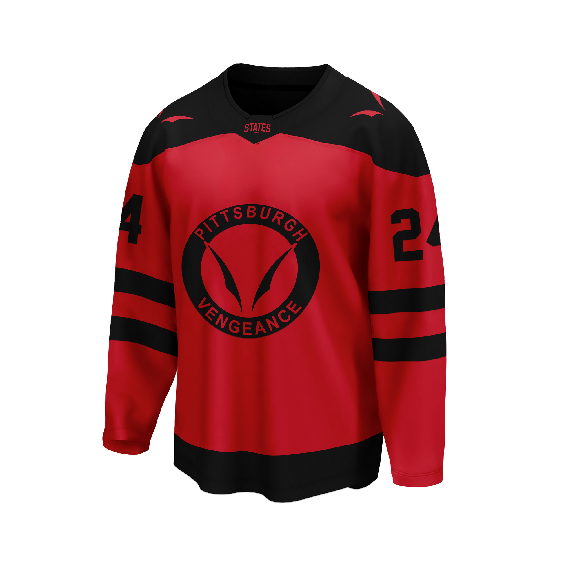 Pittsburgh Vengeance Red Men's Jersey (Player, Goalie, and Fan Cut)