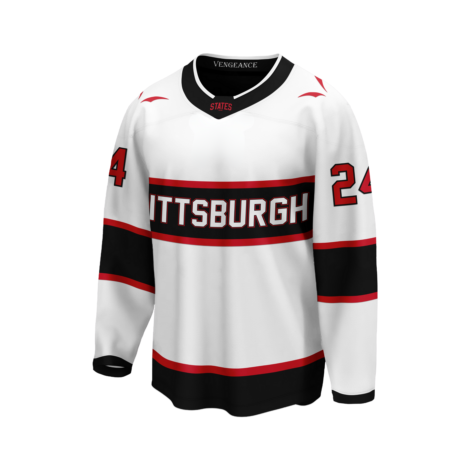 Pittsburgh Vengeance White Men's Jersey (Player, Goalie, and Fan Cut)