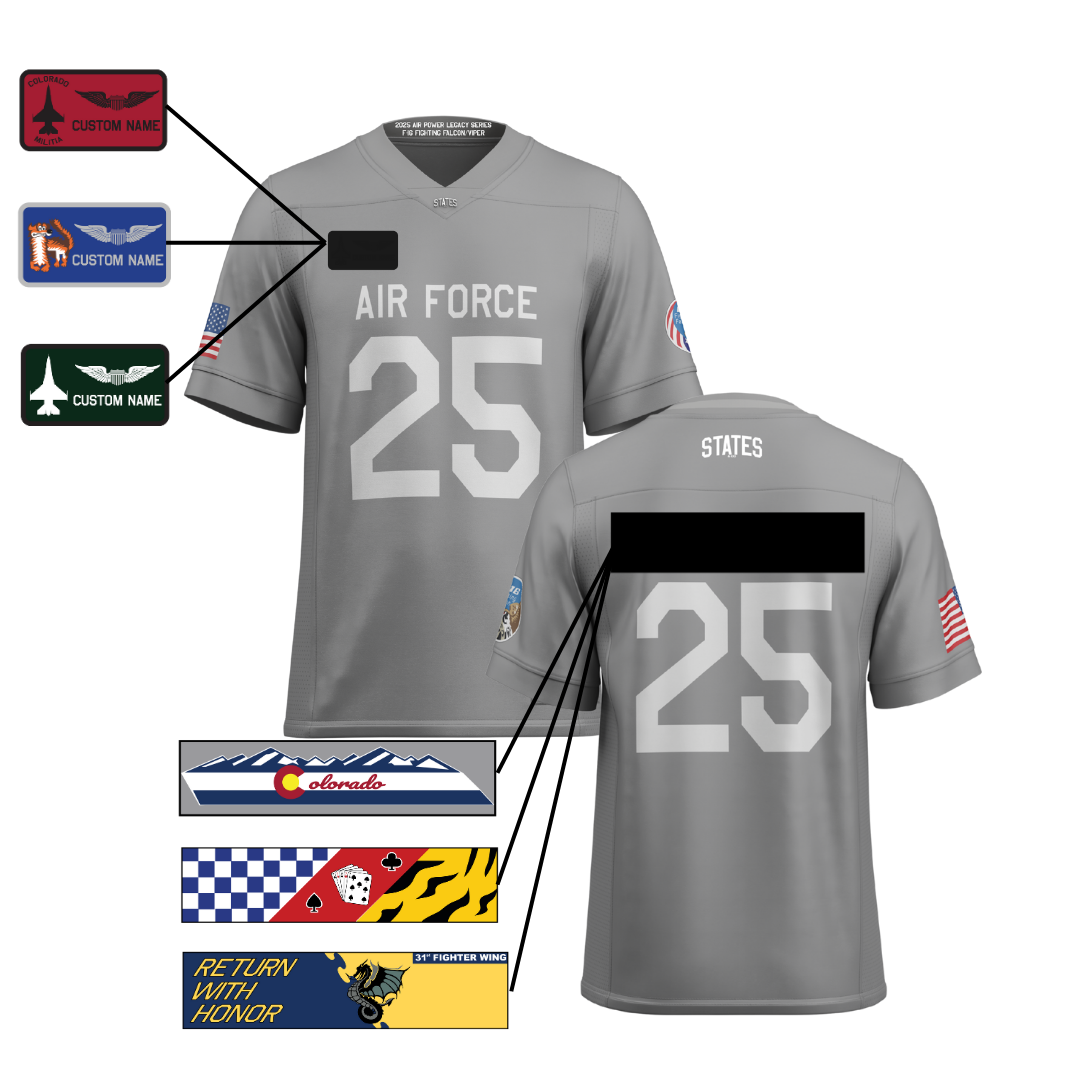2025 USAFA Air Power Legacy Series STATES AND CO F-16 Football Jersey