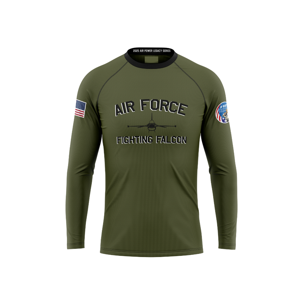 Air Force Arched Fighting Falcon Green Performance Long Sleeve Tee (Youth and Adult Sizes)