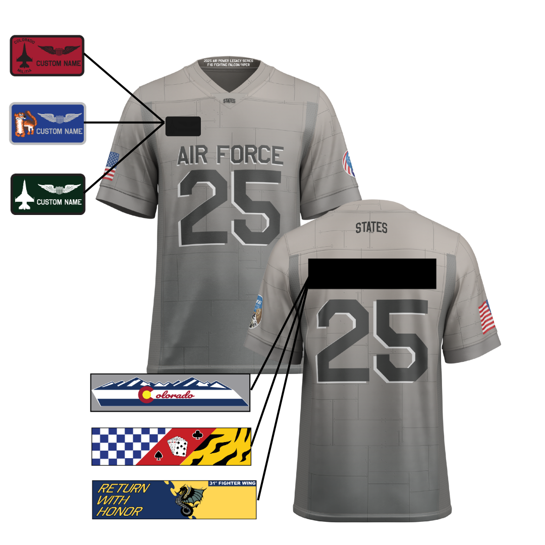 2025 USAFA STATES AND CO Custom F-16 Football Jersey