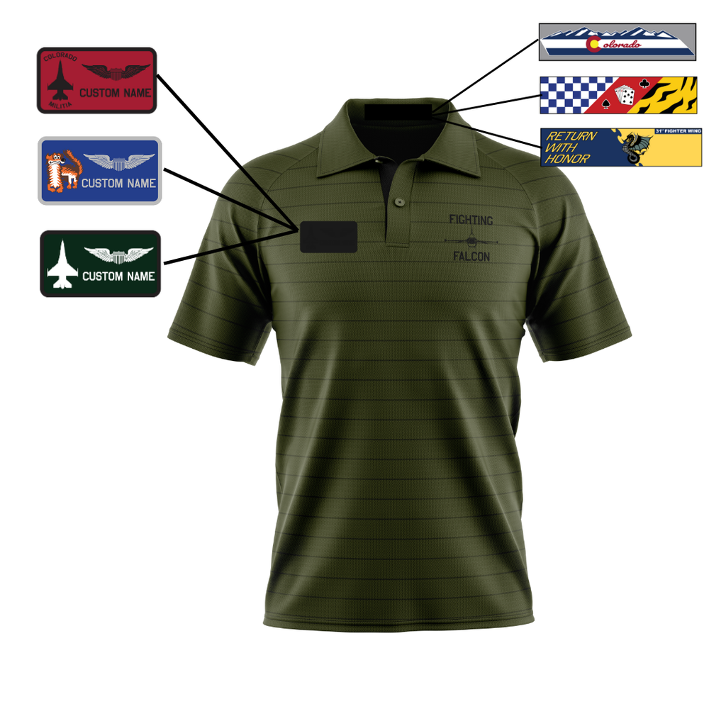Air Force Fighting Falcon Green Striped polo (Youth and Adult Sizes)