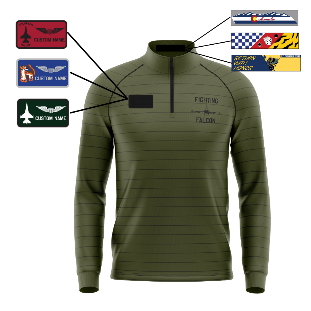 Air Force Fighting Falcon Green Striped Quarter Zip (Youth and Adult Sizes)