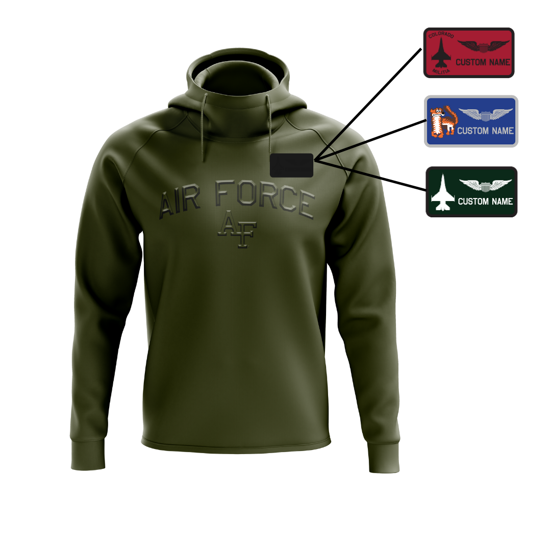 Air Force Green Arched Embossed Fleece-Lined Hoodie (Youth and Adult Sizes)