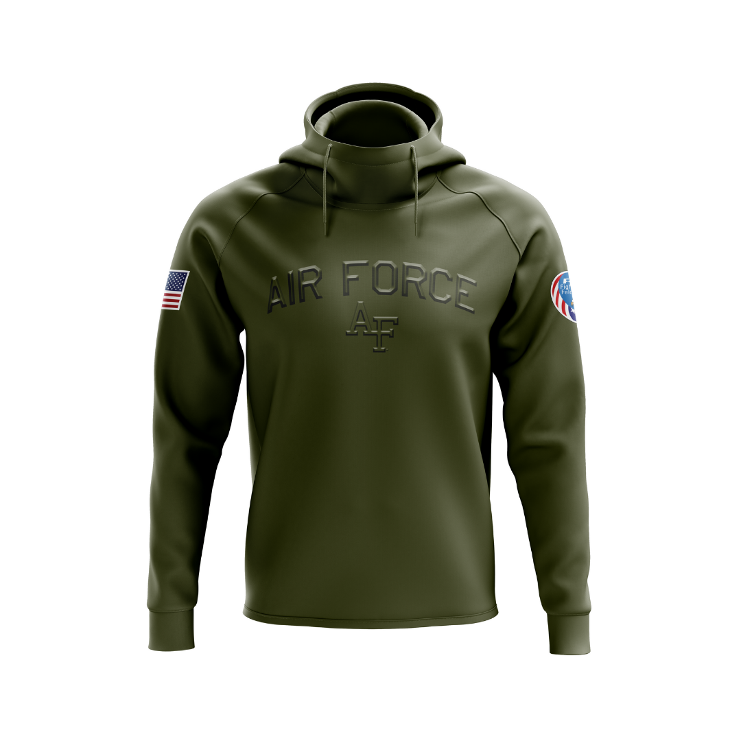 Air Force Green Arched Arm Patch Embossed Fleece-Lined Hoodie (Youth and Adult Sizes)