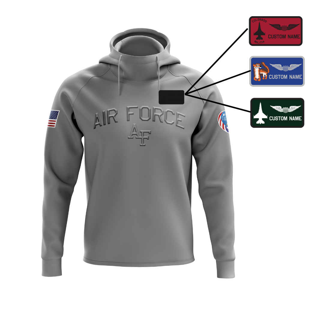 Air Force Arched Arm Patch Embossed Fleece-Lined Hoodie (Youth and Adult Sizes)