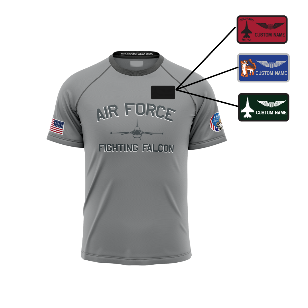 Air Force Arched F-16 Fighting Falcon Performance Tee (Youth and Adult Sizes)