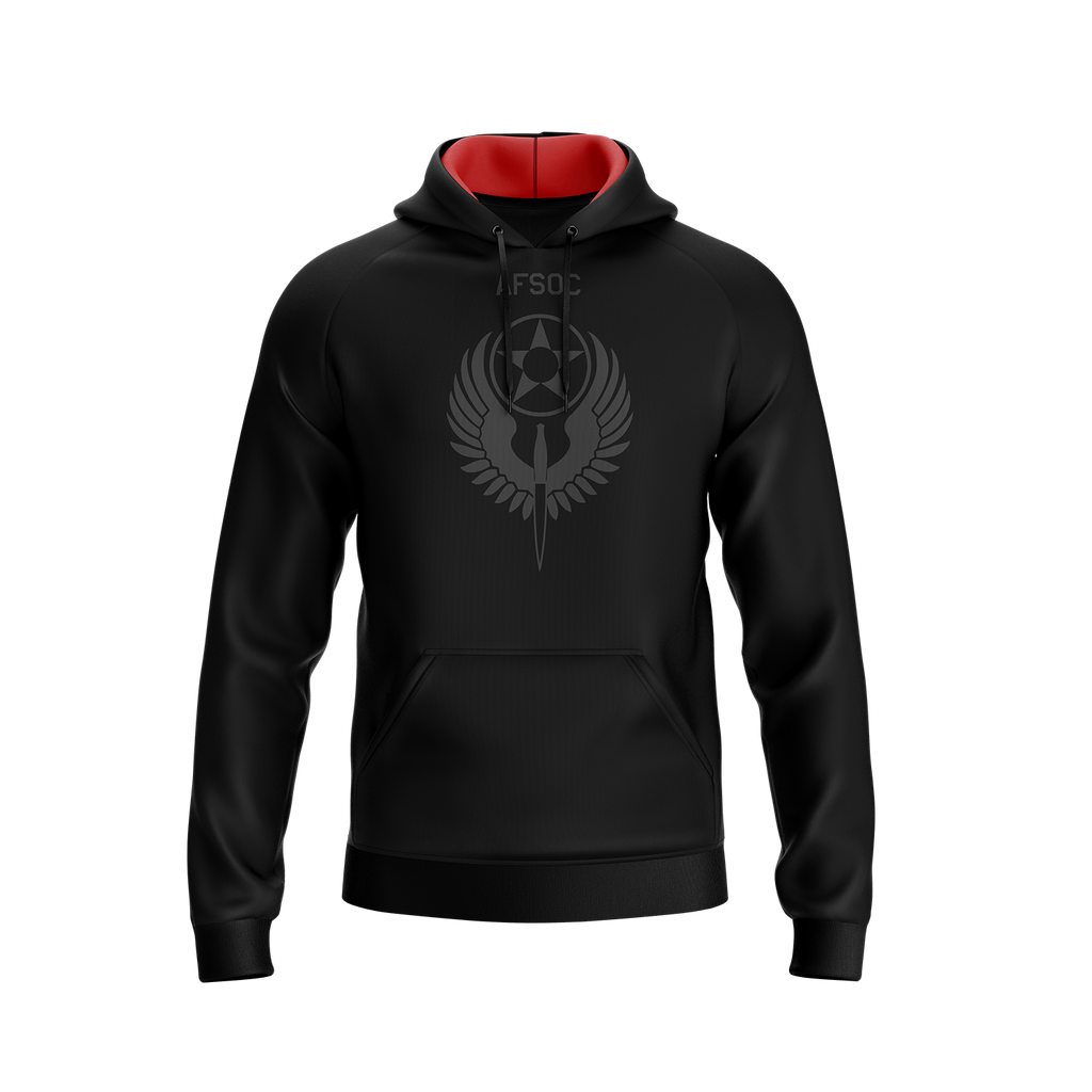 AFSOC On-Field Black/Red Fleece-Lined Men's Hoodie