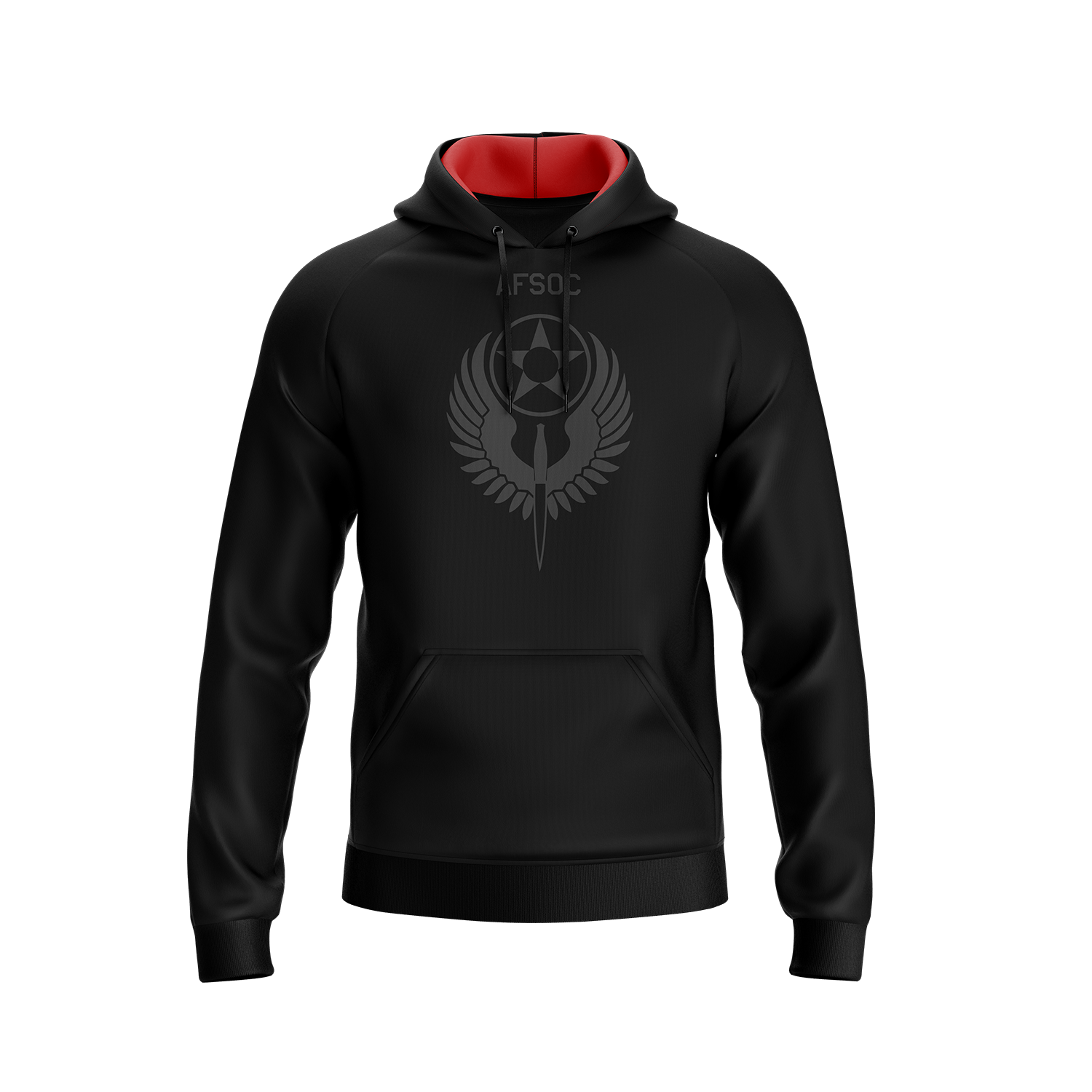 AFSOC On-Field Black/Red Fleece-Lined Men's Hoodie