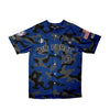 The front view of USAFA's Blue Camo baseball jersey