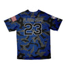 The back view of USAFA's Blue Camo baseball jersey