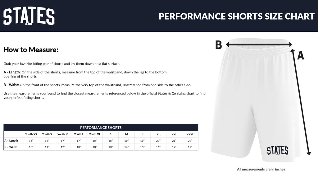 Pittsburgh Vengeance Performance Shorts (Youth and Adult Sizes)