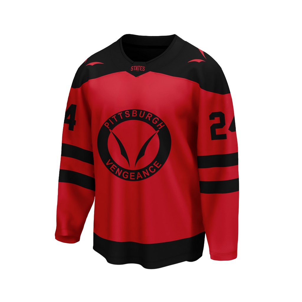 Pittsburgh Vengeance Red Men's Jersey (Player, Goalie, and Fan Cut)