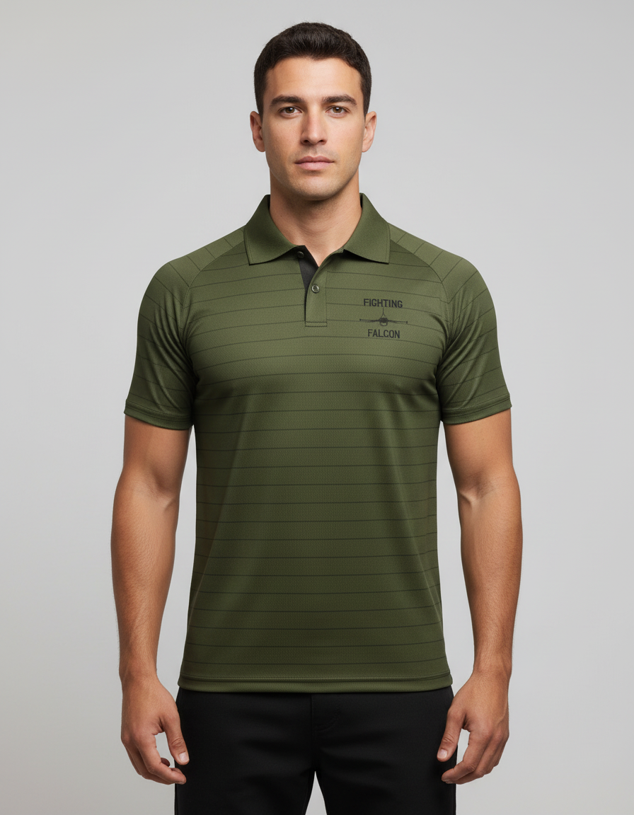 Air Force Fighting Falcon Green Striped polo (Youth and Adult Sizes)