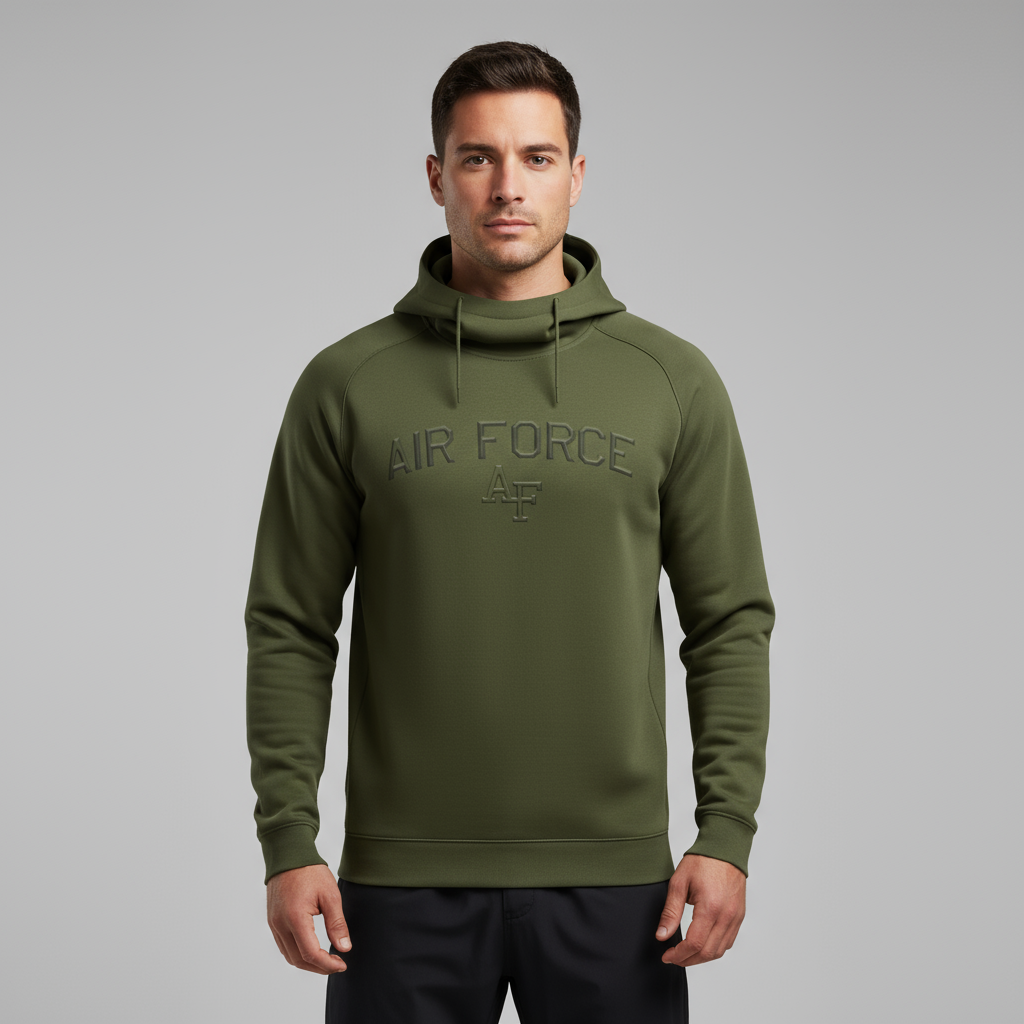 Air Force Green Arched Embossed Fleece-Lined Hoodie (Youth and Adult Sizes)